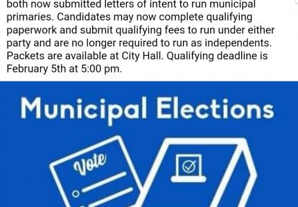 Feb 5 Qualifying Deadline for Election